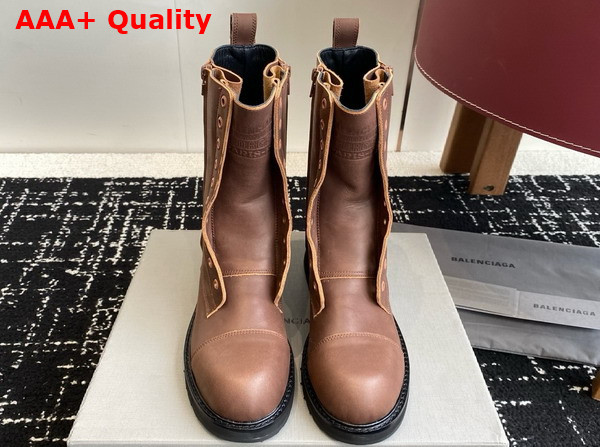 Balenciaga Truck Lace Up Boot in Brown Bullskin Replica