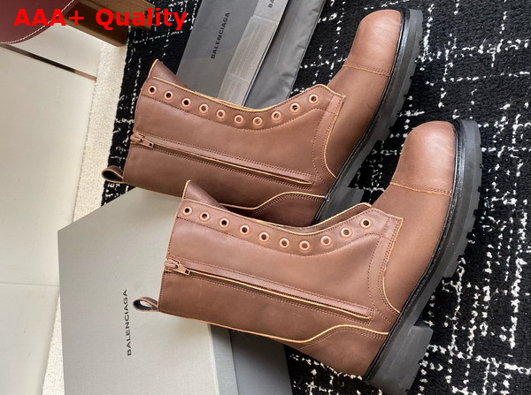 Balenciaga Truck Lace Up Boot in Brown Bullskin Replica
