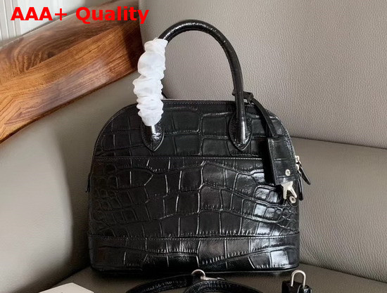 Balenciaga Ville Top Handle S Black Crocodile Embossed Leather Replica