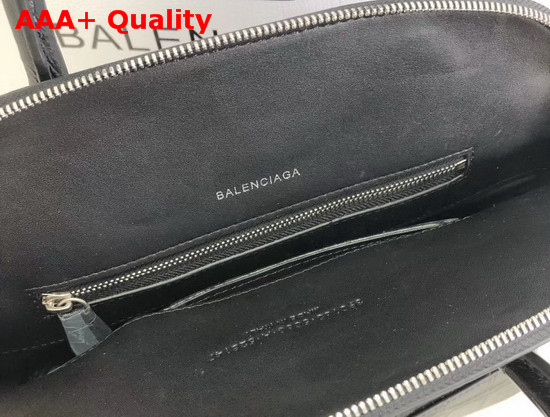 Balenciaga Ville Top Handle S Black Crocodile Embossed Leather Replica