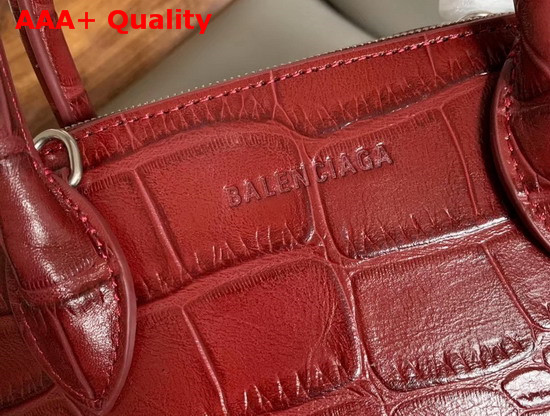 Balenciaga Ville Top Handle S Red Crocodile Embossed Leather Replica