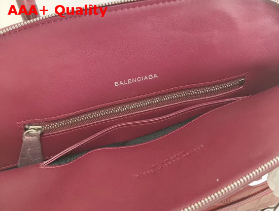 Balenciaga Ville Top Handle S Red Crocodile Embossed Leather Replica