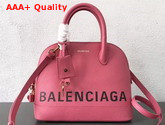 Balenciaga Ville Top Handle S Rose Bubble Grained Calfskin Replica
