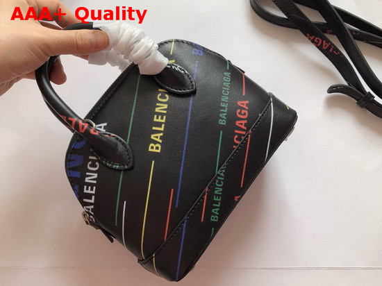Balenciaga Ville Top Handle XXS Allover Printed Balenciaga Logo Black and Multicolor Replica