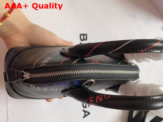Balenciaga Ville Top Handle XXS Allover Printed Balenciaga Logo Black and Multicolor Replica