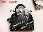 Balenciaga Ville Top Handle XXS Allover Printed Balenciaga Logo Black and White Replica