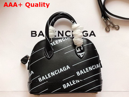 Balenciaga Ville Top Handle XXS Allover Printed Balenciaga Logo Black and White Replica