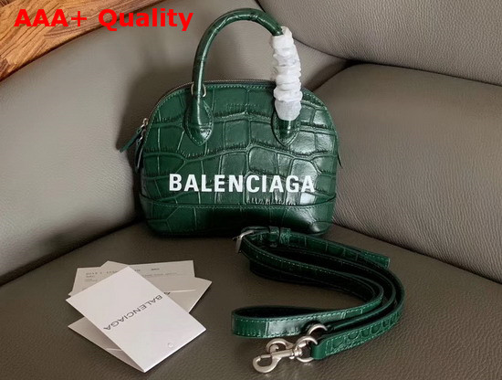 Balenciaga Ville Top Handle XXS Green Crocodile Embossed Leather Replica