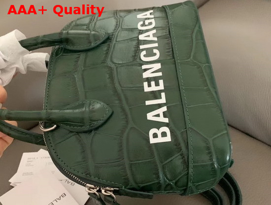 Balenciaga Ville Top Handle XXS Green Crocodile Embossed Leather Replica