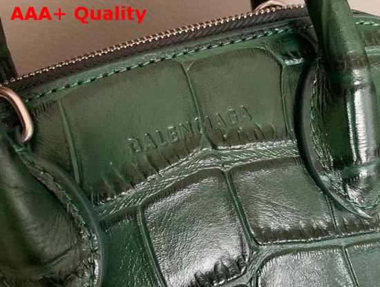 Balenciaga Ville Top Handle XXS Green Crocodile Embossed Leather Replica