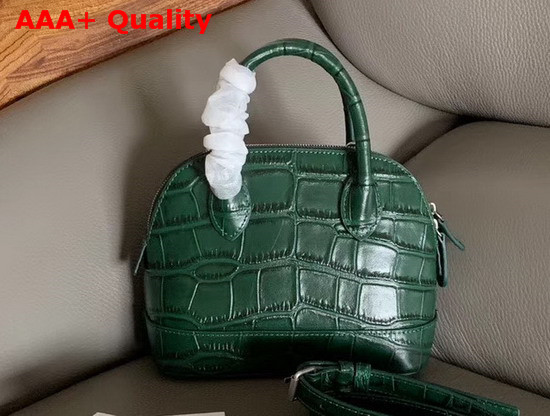 Balenciaga Ville Top Handle XXS Green Crocodile Embossed Leather Replica