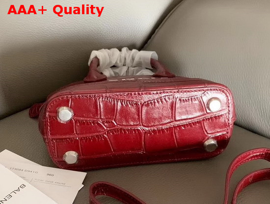 Balenciaga Ville Top Handle XXS Red Crocodile Embossed Leather Replica