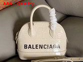 Balenciaga Ville Top Handle XXS White Crocodile Embossed Leather Replica