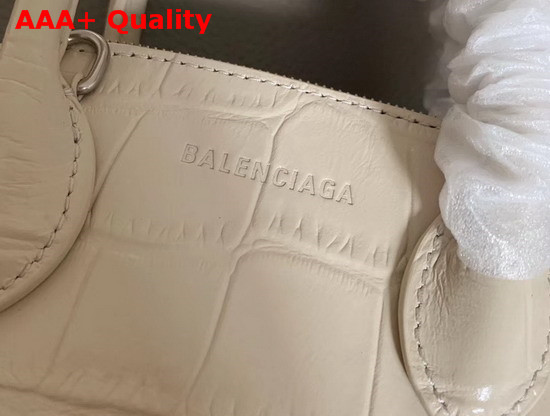 Balenciaga Ville Top Handle XXS White Crocodile Embossed Leather Replica