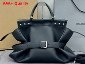 Balenciaga Waist Large Bag in Black Grained Calfskin with Aged Silver Hardware Replica