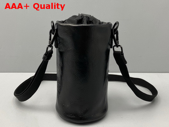 Balenciaga Weekend Bottle Holder in Black Crumpled Calfskin Leather Replica