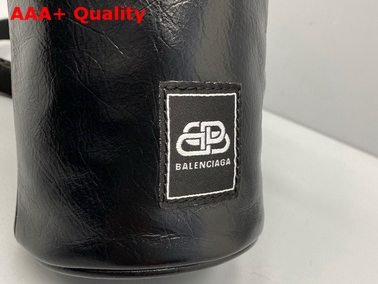 Balenciaga Weekend Bottle Holder in Black Crumpled Calfskin Leather Replica