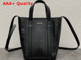 Balenciaga Womens Barbes Small North South Shopper Bag in Black Striped Patchwork Arena Lambskin Replica
