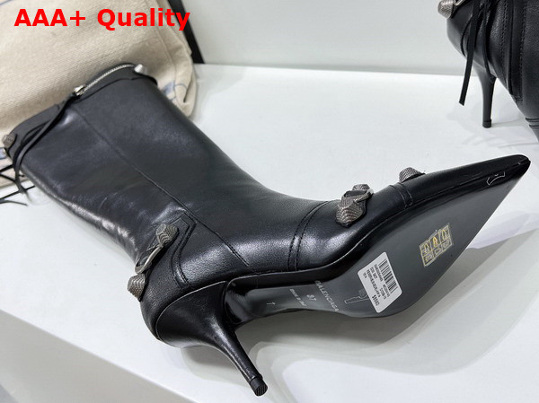 Balenciaga Womens Cagole 90mm Boot in Black Arena Lambskin Replica