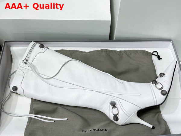 Balenciaga Womens Cagole 90mm Boot in Optic White Arena Lambskin Replica