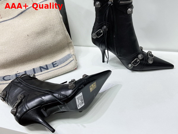 Balenciaga Womens Cagole Ankle Boot in Black Arena Lambskin Replica
