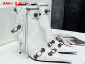 Balenciaga Womens Cagole Ankle Boot in Optic White Arena Lambskin Replica