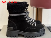 Balenciaga Womens Combat Strike Winter Boot in Black Suede Calfskin Lambskin Black Shearling Replica