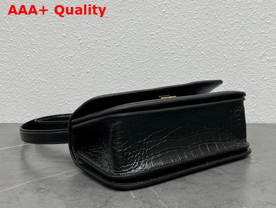 Balenciaga Womens Gossip Small Bag in Extra Supple Crocodile Embossed Calfskin in Black Replica