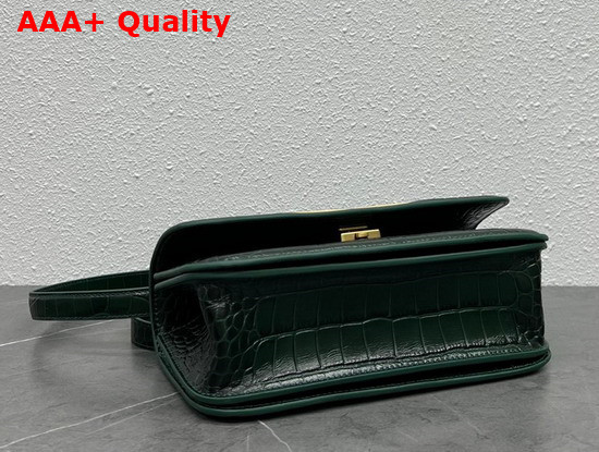 Balenciaga Womens Gossip Small Bag in Extra Supple Crocodile Embossed Calfskin in Forest Green Replica