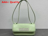 Balenciaga Womens Gossip Small Bag in Extra Supple Crocodile Embossed Calfskin in Light Green Replica