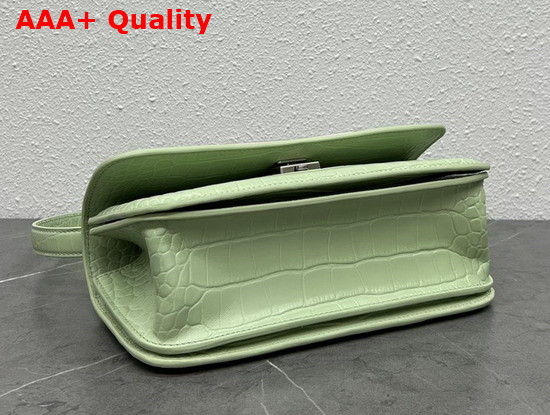 Balenciaga Womens Gossip Small Bag in Extra Supple Crocodile Embossed Calfskin in Light Green Replica
