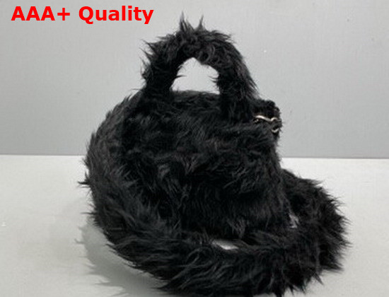 Balenciaga Womens Hourglasses XS Top Handle Bag in Black Fake Shearling Replica