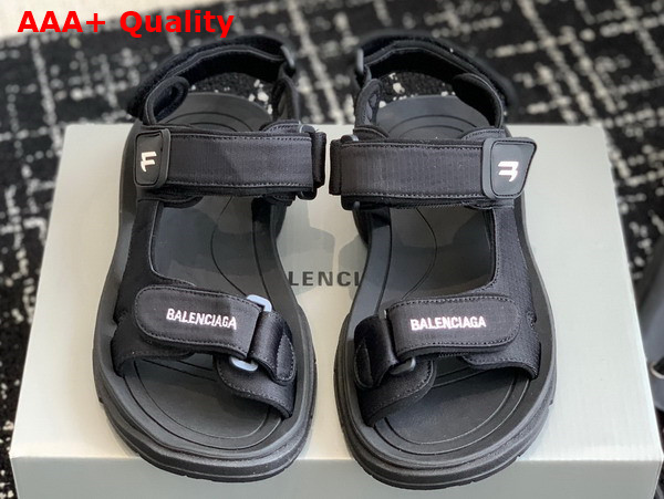 Balenciaga Womens Tourist Sandal in Black Technical Material Replica