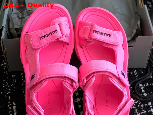 Balenciaga Womens Tourist Sandal in Pink Technical Material Replica