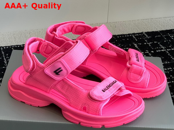 Balenciaga Womens Tourist Sandal in Pink Technical Material Replica