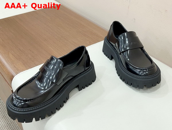 Balenciaga Womens Tractor Loafer in Black Smooth Calfskin Replica