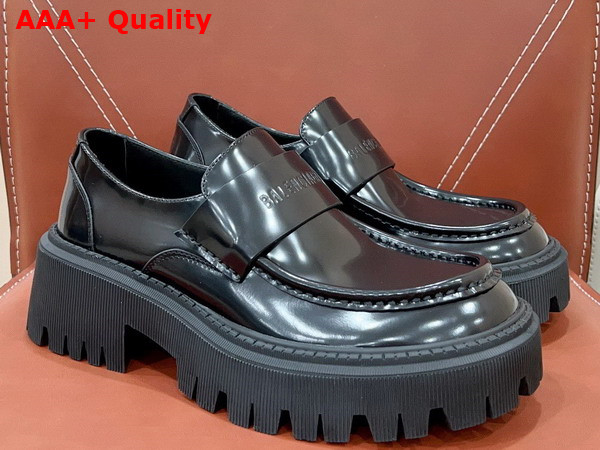 Balenciaga Womens Tractor Loafer in Black Smooth Calfskin Replica