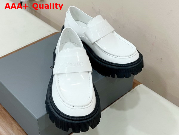 Balenciaga Womens Tractor Loafer in White Smooth Calfskin Replica