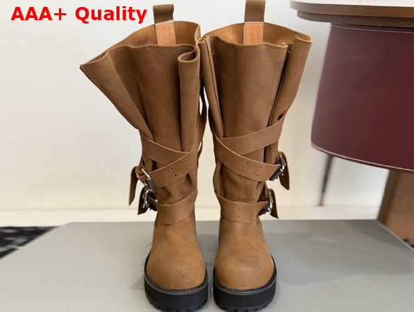Balenciaga Womens Venom Boot in Tan Waxed Suede Calfskin Replica