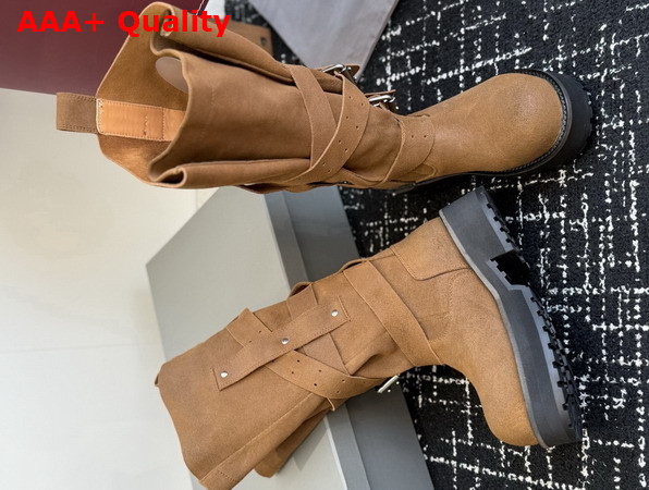 Balenciaga Womens Venom Boot in Tan Waxed Suede Calfskin Replica