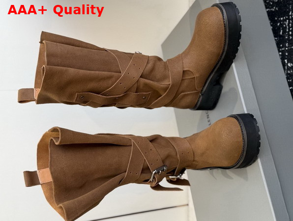 Balenciaga Womens Venom Boot in Tan Waxed Suede Calfskin Replica