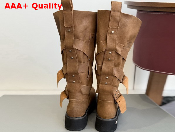 Balenciaga Womens Venom Boot in Tan Waxed Suede Calfskin Replica