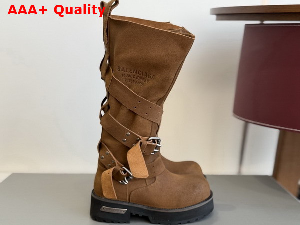 Balenciaga Womens Venom Boot in Tan Waxed Suede Calfskin Replica