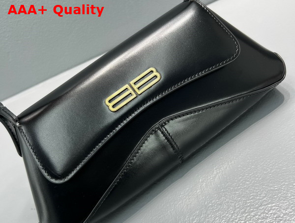 Balenciaga XX Small Flap Bag in Black Box Calfskin with Aged Gold Hardware Replica