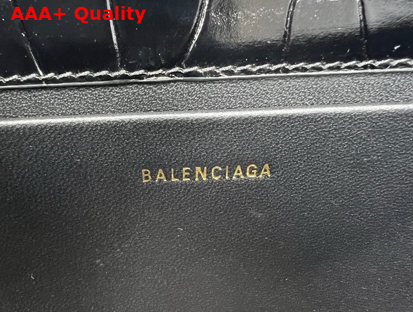 Balenciaga XX Small Flap Bag in Black Shiny Super Supple Crocodile Embossed Calfskin Aged Gold Hardware Replica