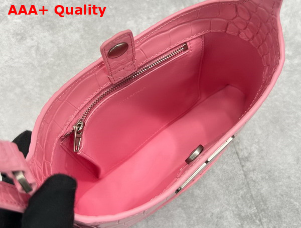 Balenciaga XX Small Hobo Bag in Pink Super Supple Crocodile Embossed Calfskin Aged Silver Hardware Replica