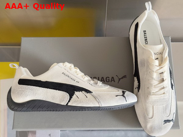 Balenciaga x Puma Speedcat Sneaker in White and Black Suede Leather Replica