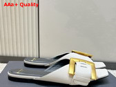 Balmain Anthem Flat Calfskin Leather Sandals in White Replica