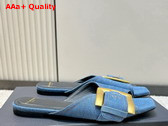 Balmain Anthem Flat Denim Sandals in Blue Replica