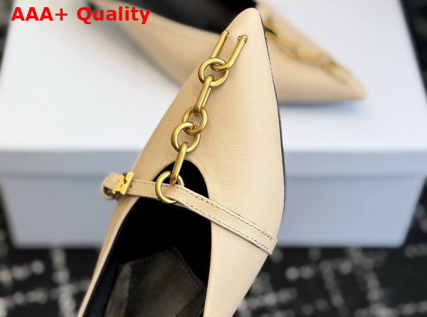 Balmain Sync Leather Mules with Pointed Toe in Beige Replica